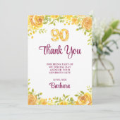 Elegante 90e Bedankt – Yellow Roses 90 jaar (Staand voorkant)