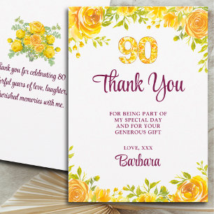 Elegante 90e Bedankt – Yellow Roses 90 jaar