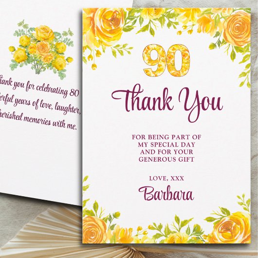 Elegante 90e Bedankt – Yellow Roses 90 jaar