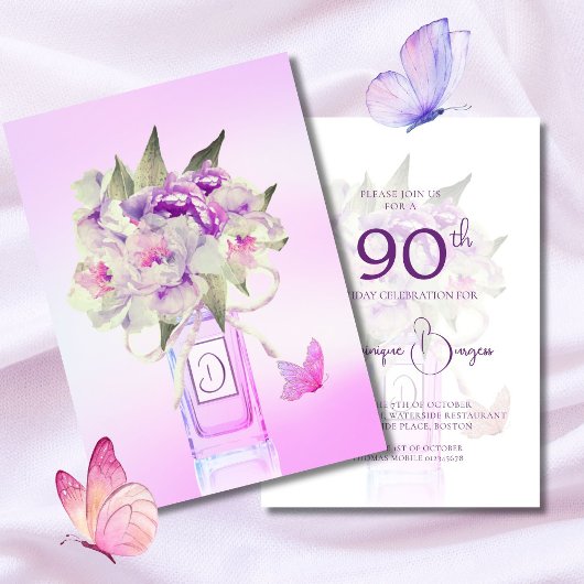 Elegante 90e verjaardag Bloemenboeket Waterverf Kaart