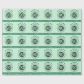 Elegante 90e verjaardag groene glitter met strepen cadeaupapier (Vlak)