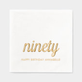 Elegante 90e verjaardag moderne gouden folie serve servetten (Voorkant)