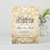 Elegante 90e verjaardag Party Gold Glitter Lights Kaart (Staand voorkant)