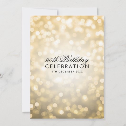 Elegante 90e verjaardag Party Gold Glitter Lights Kaart (Achterkant)