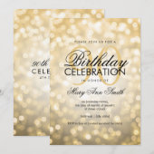 Elegante 90e verjaardag Party Gold Glitter Lights Kaart (Voorkant / Achterkant)