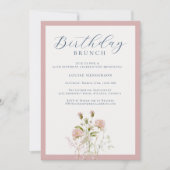 Elegante 90ste roze kalligrafie Wildflower Verjaar Kaart (Voorkant)