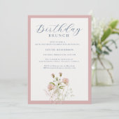 Elegante 90ste roze kalligrafie Wildflower Verjaar Kaart (Staand voorkant)