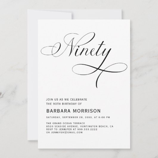 Elegante 90ste script minimalistische verjaardag kaart (Voorkant)