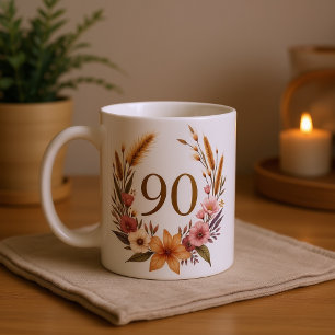 Elegante 90ste verjaardag Mok voor oma – Boho Chic