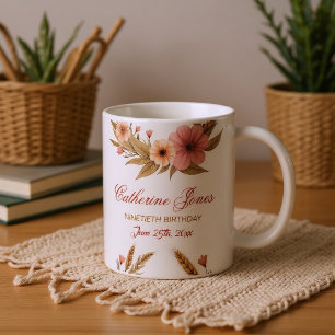 Elegante 90ste verjaardag Mok voor oma – Boho Chic