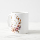 Elegante 90ste verjaardag Mok voor oma – Boho Chic (Voorkant links)