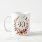 Elegante 90ste verjaardag Mok voor oma – Boho Chic (Links)
