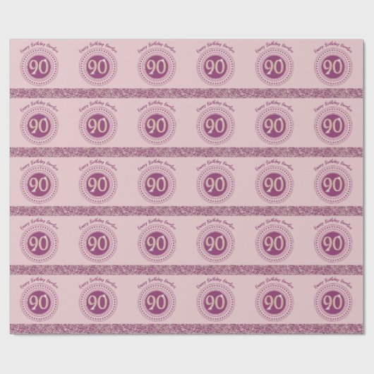 Elegante 90ste verjaardag Roos Gouden Glitter & St Cadeaupapier (Vlak)