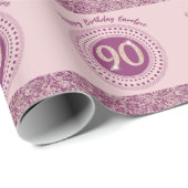 Elegante 90ste verjaardag Roos Gouden Glitter & St Cadeaupapier (Rol Hoek)