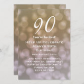 Elegante 90ste verjaardag uitnodiging voor haar (Voorkant / Achterkant)