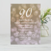 Elegante 90ste verjaardag uitnodiging voor haar (Staand voorkant)