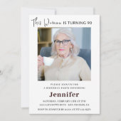 Elegante 90ste verjaardag uitnodigingen voor haar  (Voorkant)