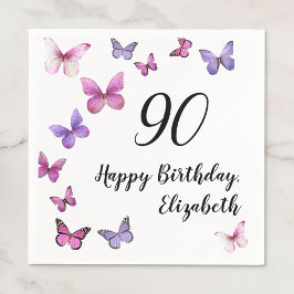 Elegante 90ste verjaardag Vlinders Aangepaste naam Servet