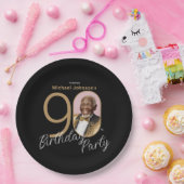 Elegante 90ste verjaardag zwart goud aangepaste fo papieren bordje (Feest)