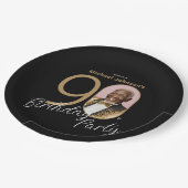 Elegante 90ste verjaardag zwart goud aangepaste fo papieren bordje (Gekanteld)