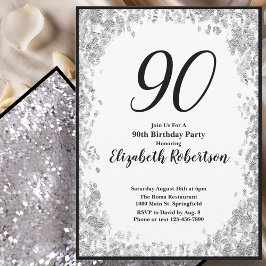 Elegante 90ste verjaardagsuitnodiging voor haar in kaart
