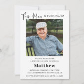 Elegante 92e verjaardagsuitnodigingen Mannen Foto Kaart (Voorkant)