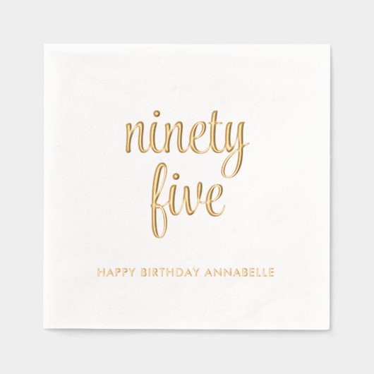 Elegante 95e verjaardag moderne gouden folie serve folie servetten (Voorkant)