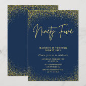 Elegante 95e verjaardag uitnodiging Gold Navy Glam (Voorkant / Achterkant)