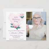 Elegante 95e verjaardag uitnodigingen Floral Foto (Voorkant)