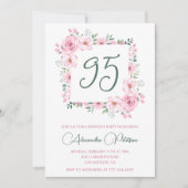 Elegante 95e verjaardag uitnodigingen Floral Pink (Voorkant)