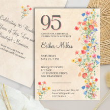 Elegante 95e verjaardag - Wildflower Design 95 Jaa