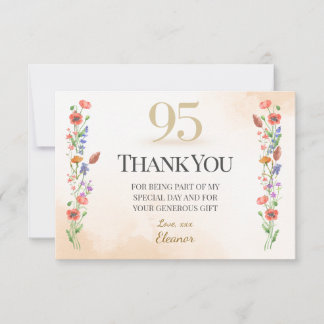 Elegante 95e verjaardag - Wildflower Design Bedankkaart