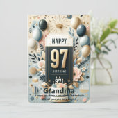 Elegante 97e Verjaardag Kaart - gepersonaliseerde  (Staand voorkant)