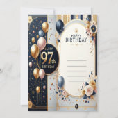 Elegante 97e Verjaardag Kaart - gepersonaliseerde  (Achterkant)