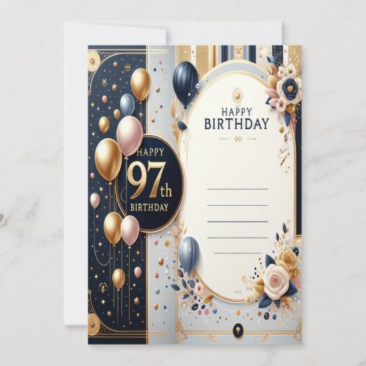 Elegante 97e Verjaardag Kaart - gepersonaliseerde (Achterkant)