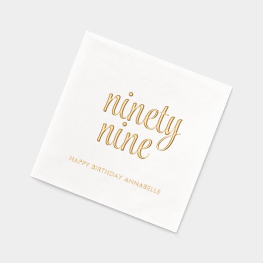 Elegante 99e verjaardag moderne gouden folie serve folie servetten (Links)