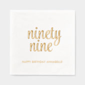 Elegante 99e verjaardag moderne gouden folie serve folie servetten (Voorkant)