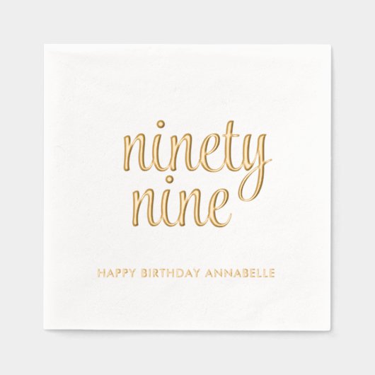 Elegante 99e verjaardag moderne gouden folie serve folie servetten (Voorkant)