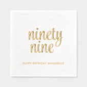 Elegante 99e verjaardag moderne gouden folie serve servetten (Voorkant)