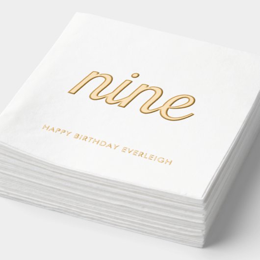 Elegante 9e verjaardag Modern Gold Foil servetten (Detail)