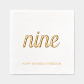 Elegante 9e verjaardag Modern Gold Foil servetten (Voorkant)