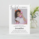 Elegante 9e verjaardag uitnodigingen Foto Meisje M (Staand voorkant)