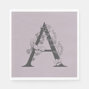 Elegante A Boho Bloemige Monogram Eerste Letter Li Servet