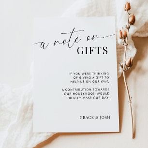 Elegante A Note on Gifts Wedding Enclosure Kaart