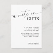 Elegante A Note on Gifts Wedding Enclosure Kaart (Voorkant)