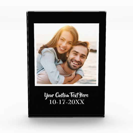 Elegante Aandenken Aangepaste Sjabloon Zwarte Chic Fotoblokken (Voorkant)