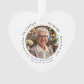 Elegante Aandenken Herinnering Rouwgift Ornament (voorkant)