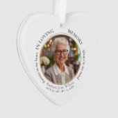 Elegante Aandenken Herinnering Rouwgift Ornament (voorkant)