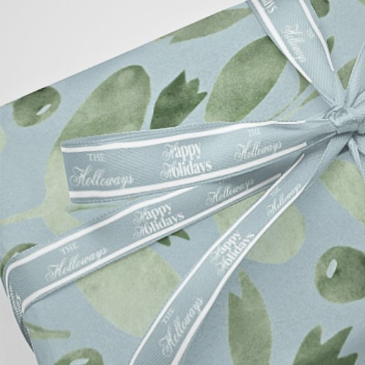 Elegante aangepaste achternaam Script Holiday Ribb Satijnen Lint