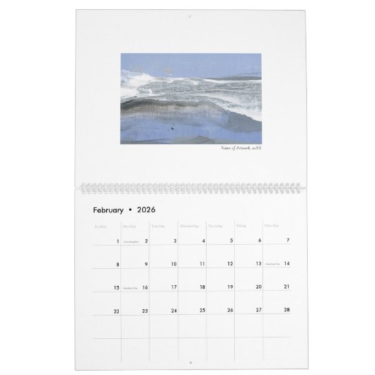 Elegante aangepaste artiest kalender Sjabloon (Feb 2026)